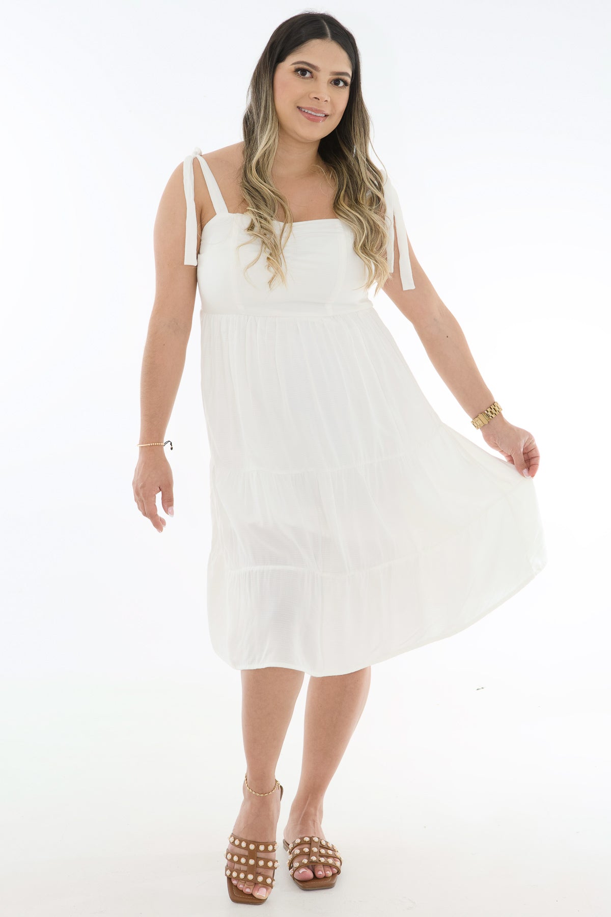Vestido corto amarre en hombros blanco
