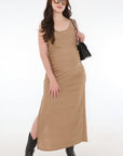 Vestido  cargaderas lactancia caqui