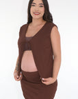 Set falda chaleco cafe