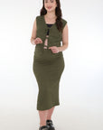 Set falda chaleco verde