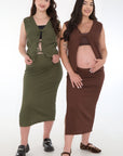 Set falda chaleco cafe
