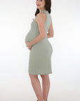 Vestido corto rib lactancia verde