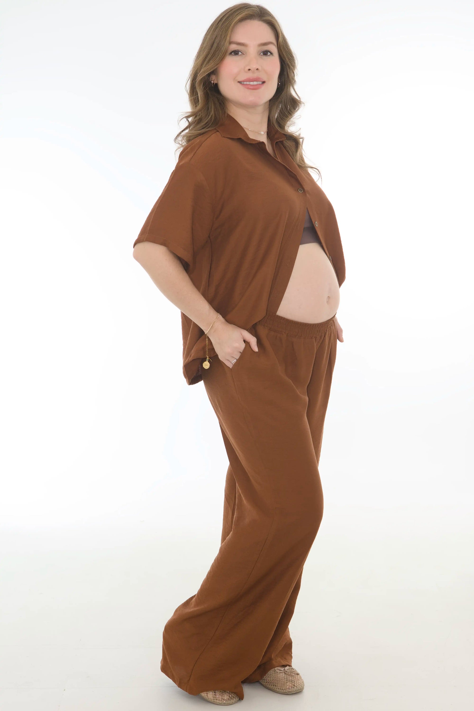 Set camisa y pantalon cafe