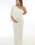 Vestido lanilla un solo hombro ivory